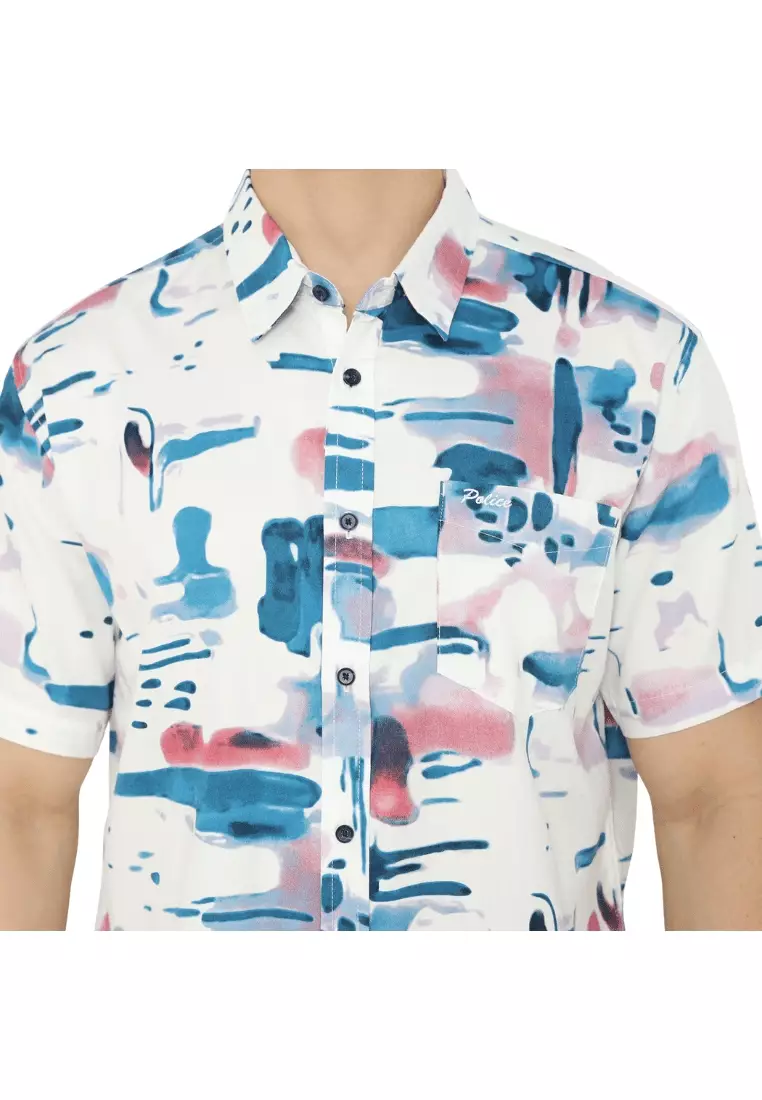 POLICE Kemeja Printing Cotton Tencel Regular Fit Pria