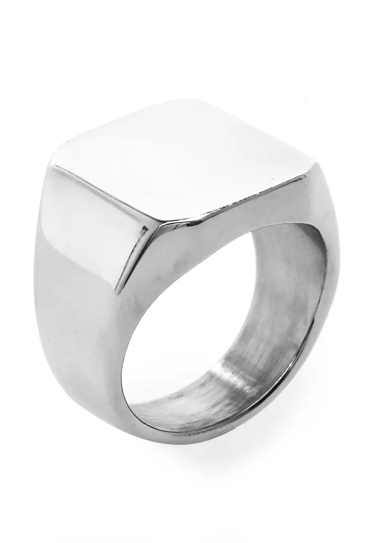 Daisy Aksesoris Pria Wanita Cincin Desain Kotak Material Titanium ORIGINAL - Silver Glossy