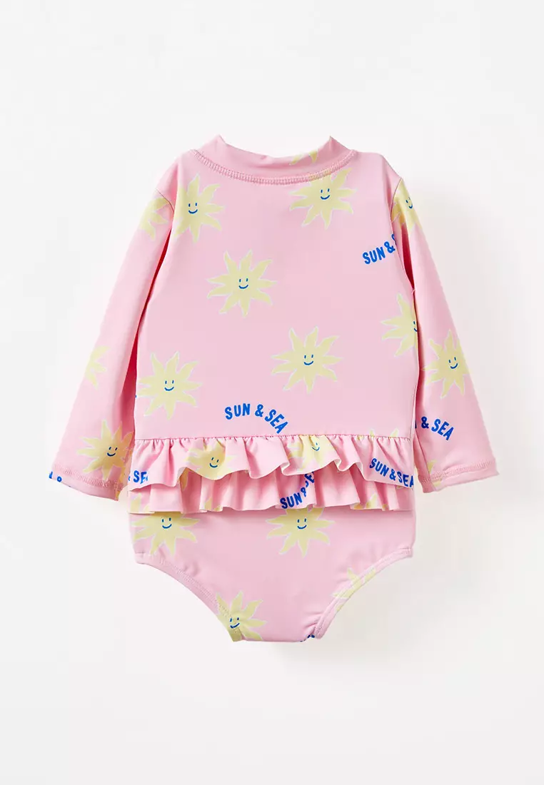 Lucy 長袖荷葉泳衣