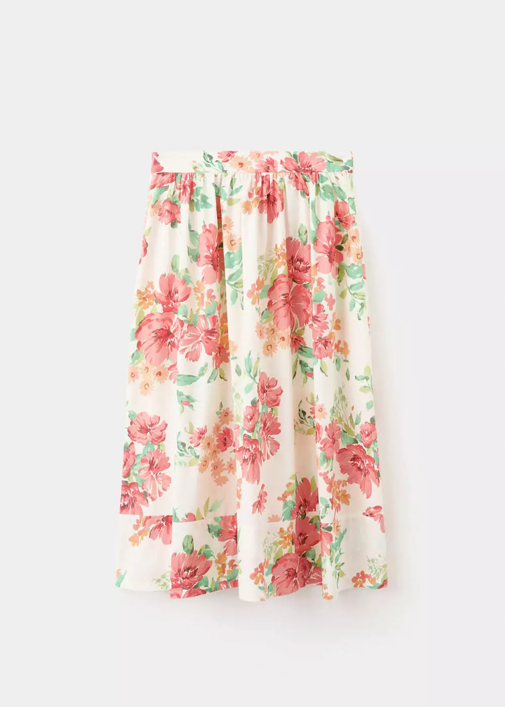 Rok midi bunga-bunga