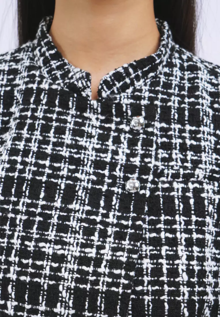 Long Sleeve Cropped Tweed Blazer