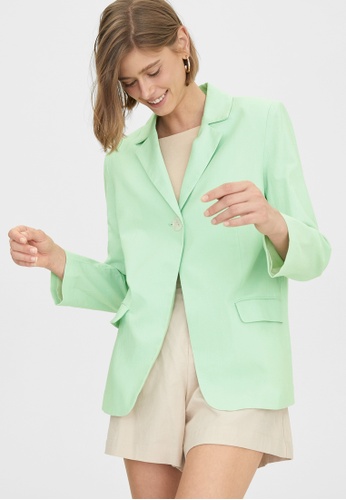 Buy Pomelo Single Button Oversized Blazer Green Online Zalora Singapore