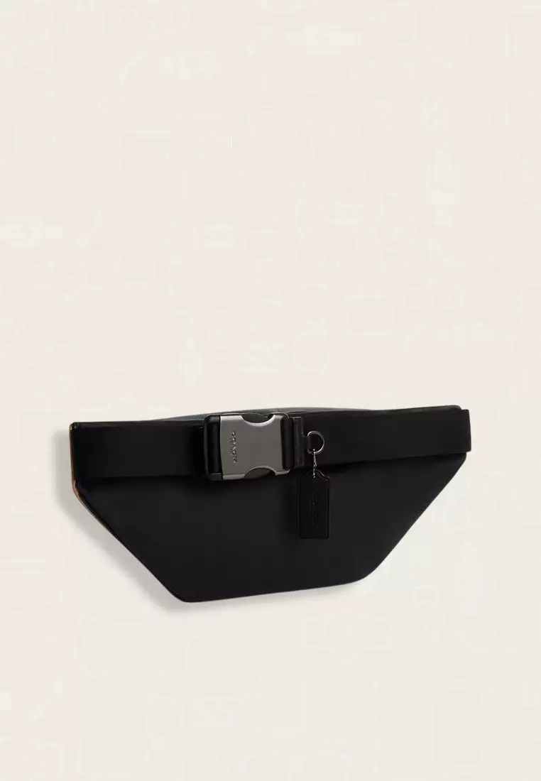 Coach Racer Belt Bag In Signature Canvas Tan Black