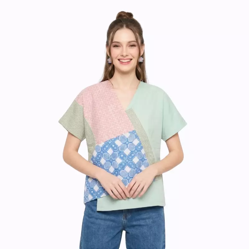 Blouse Batik Wanita - Bhatara Batik Belle - Atasan Batik Modern Lengan Pendek