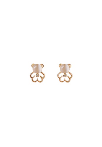 ZITIQUE gold Women's Opal Bear Earrings - Gold 78E5AACA6B2D88GS_1