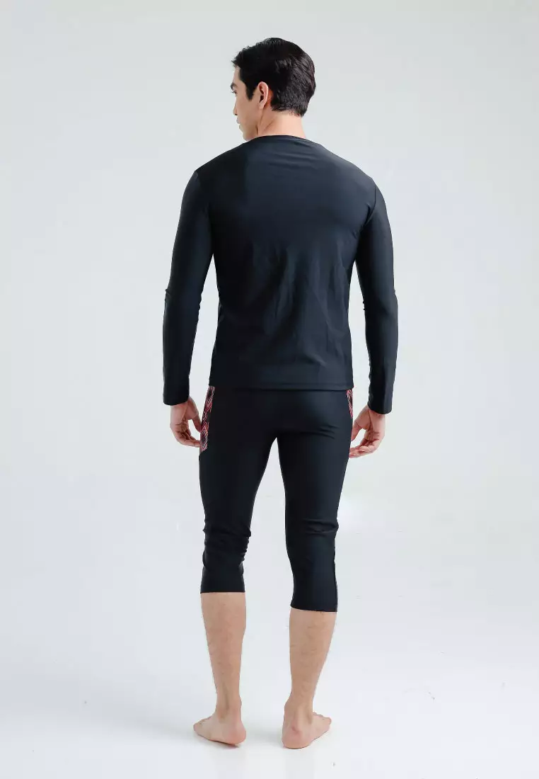 Neowave Ethan Long Sleeves Rashguard, Atasan Baju Renang Pria - Black Lava