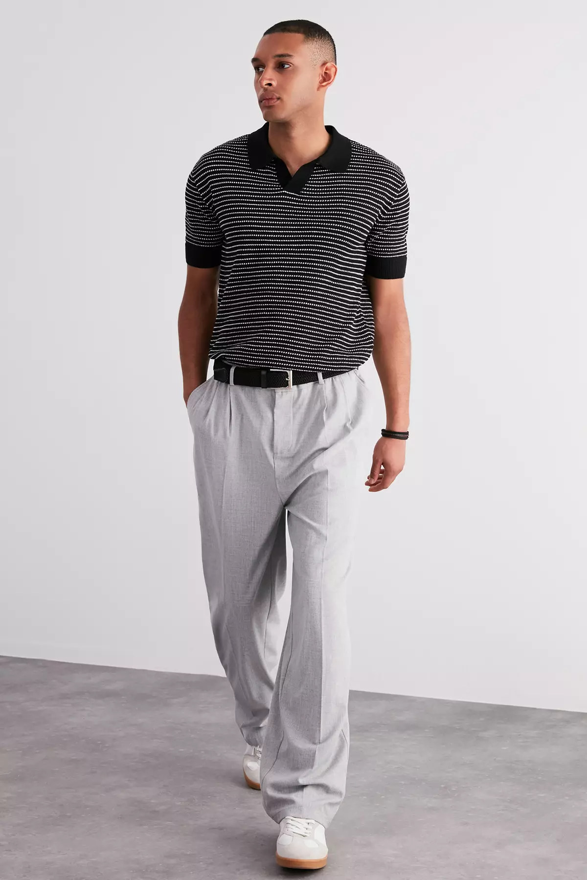 Stripe Knitted Polo Shirt