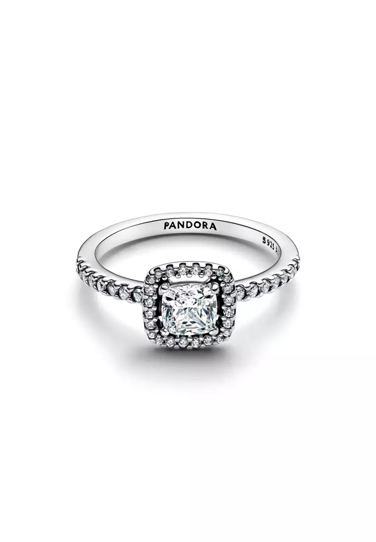 Pandora Sparkling Square Halo Ring