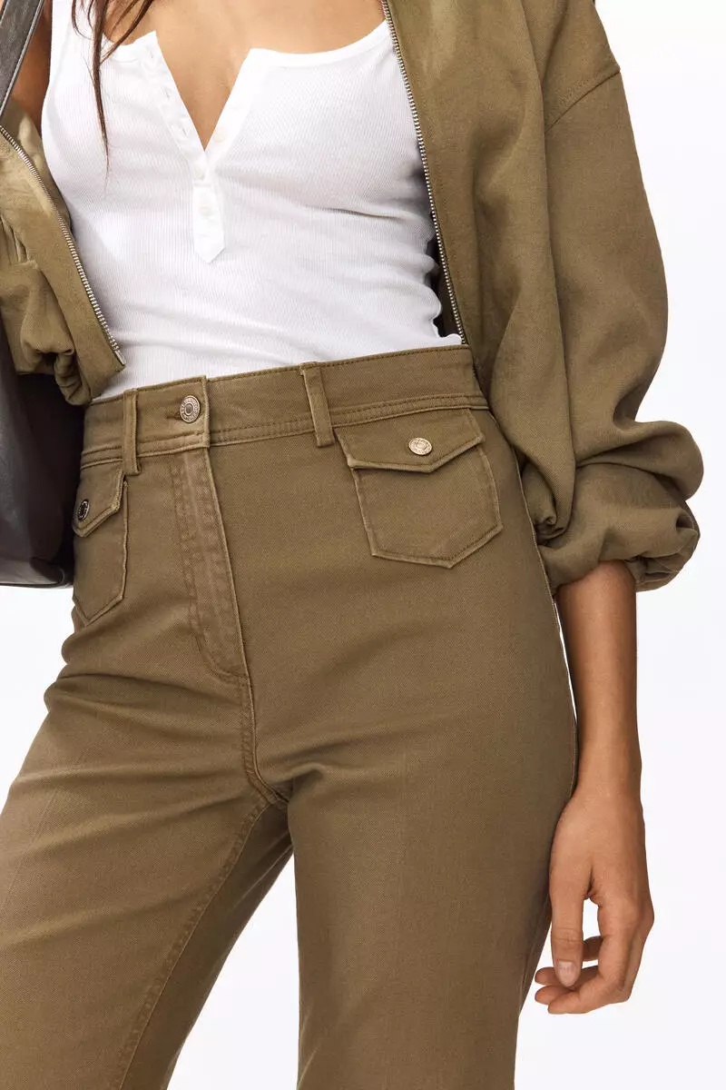 Flared ankle-length trousers
