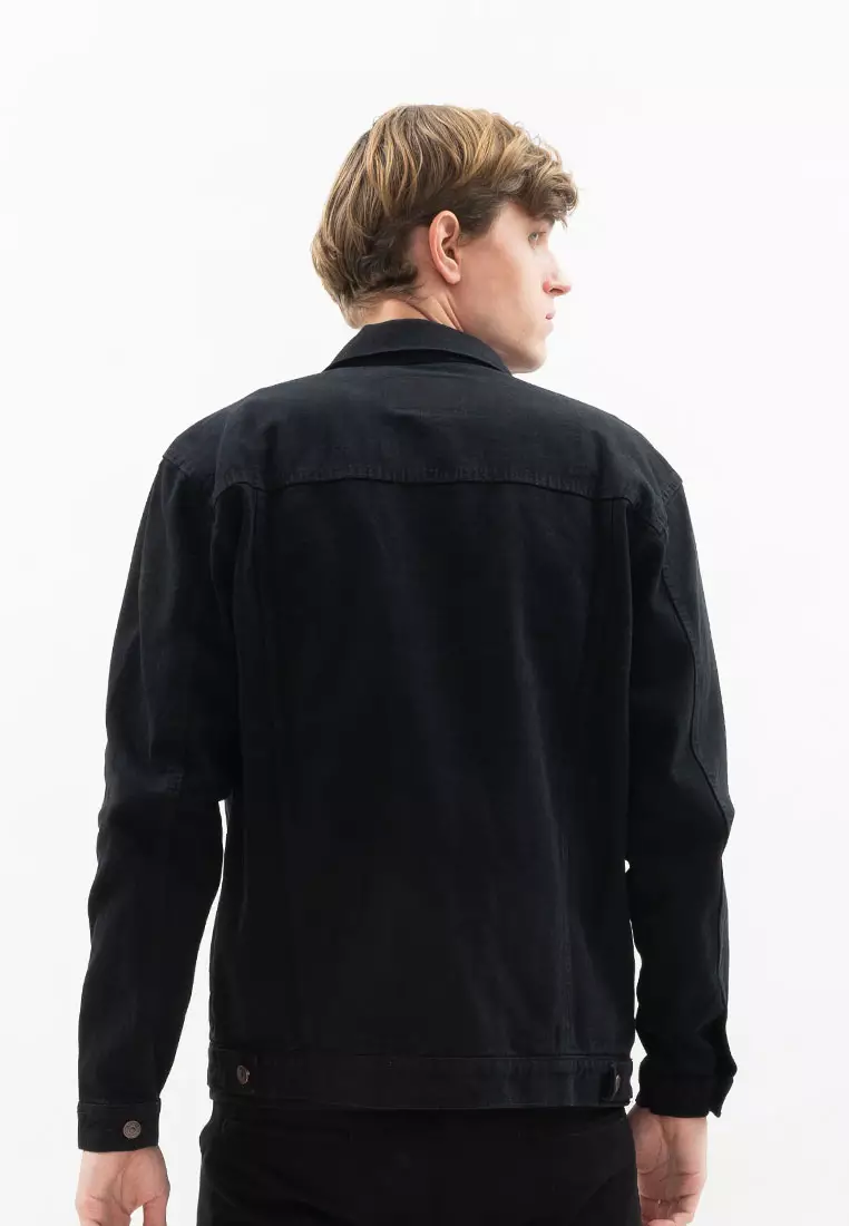 Houseofcuff Jaket Jeans Pria Polos Tebal Dilan Jaket Denim Hitam