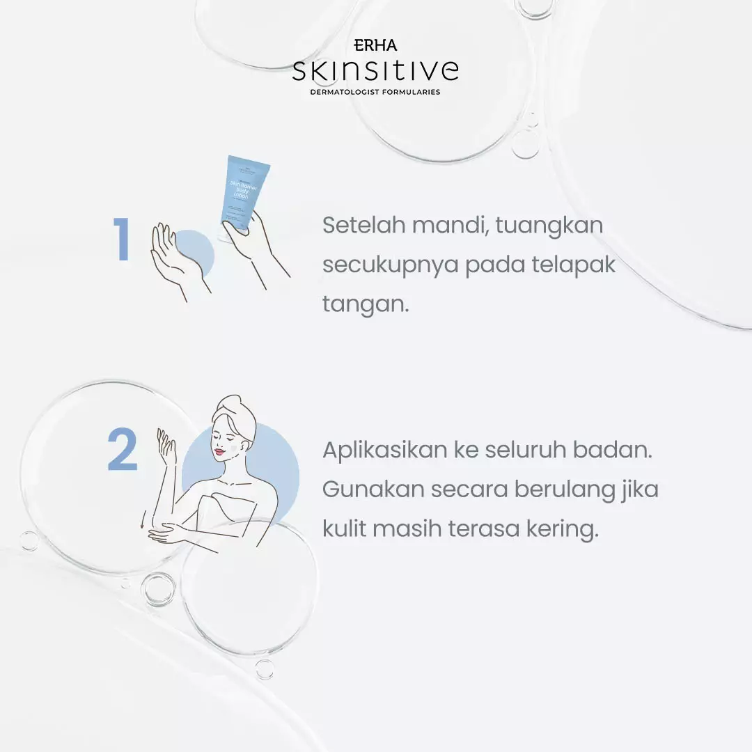 ERHA Skinsitive Ultracalm Body Lotion 125g | Pelembap Kulit Semua Jenis Kulit (Normal, Kering, Sensitif) | Gentle, No Fragrance, No Alcohol | Kulit Sangat Kering, Eksim, Ibu Hamil Menyusui, Anak Usia 3 | Skin Barrier Kuat dengan Ceramide, Calming Agent