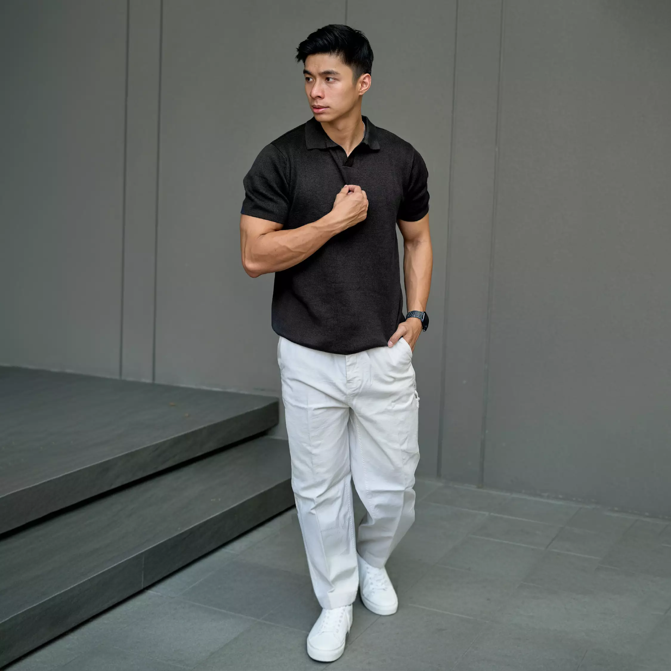 Kale Ronald Black/ Polo Shirt rajut premium berbahan dasar cotton wool