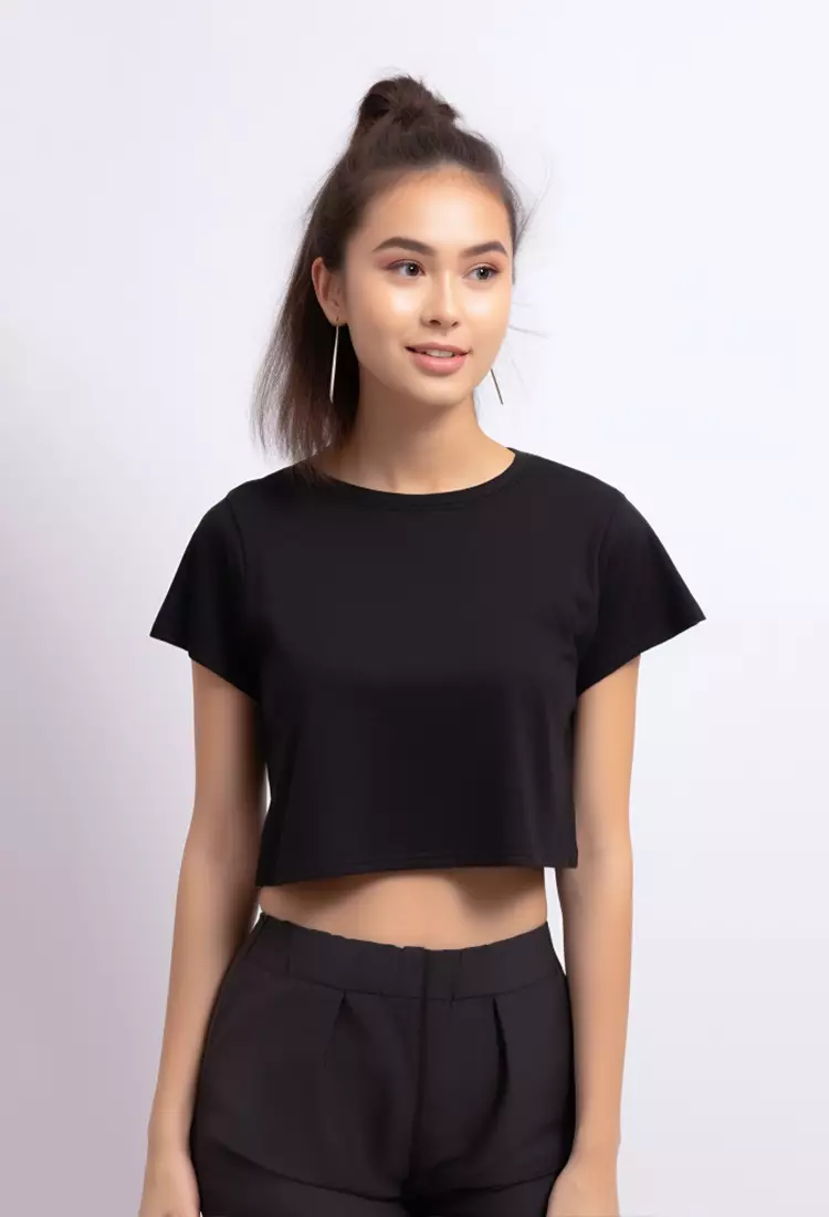 LC036 RCP crop top polos hitam