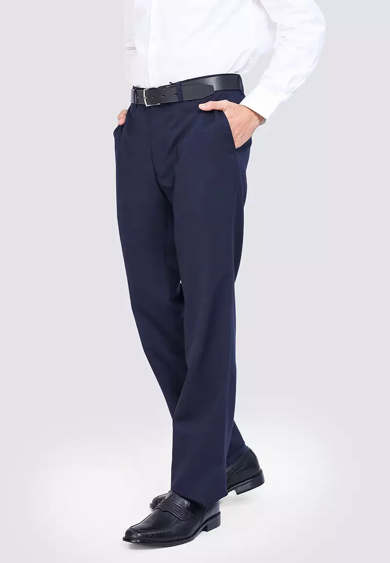 Solid Slim Fit Stretch Trousers