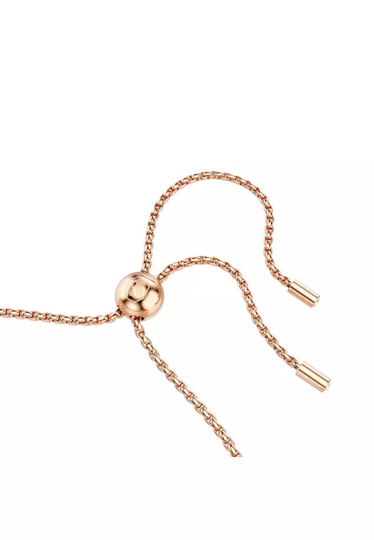 Matrix Tennis bracelet, Round cut, White, Rose gold-tone plated