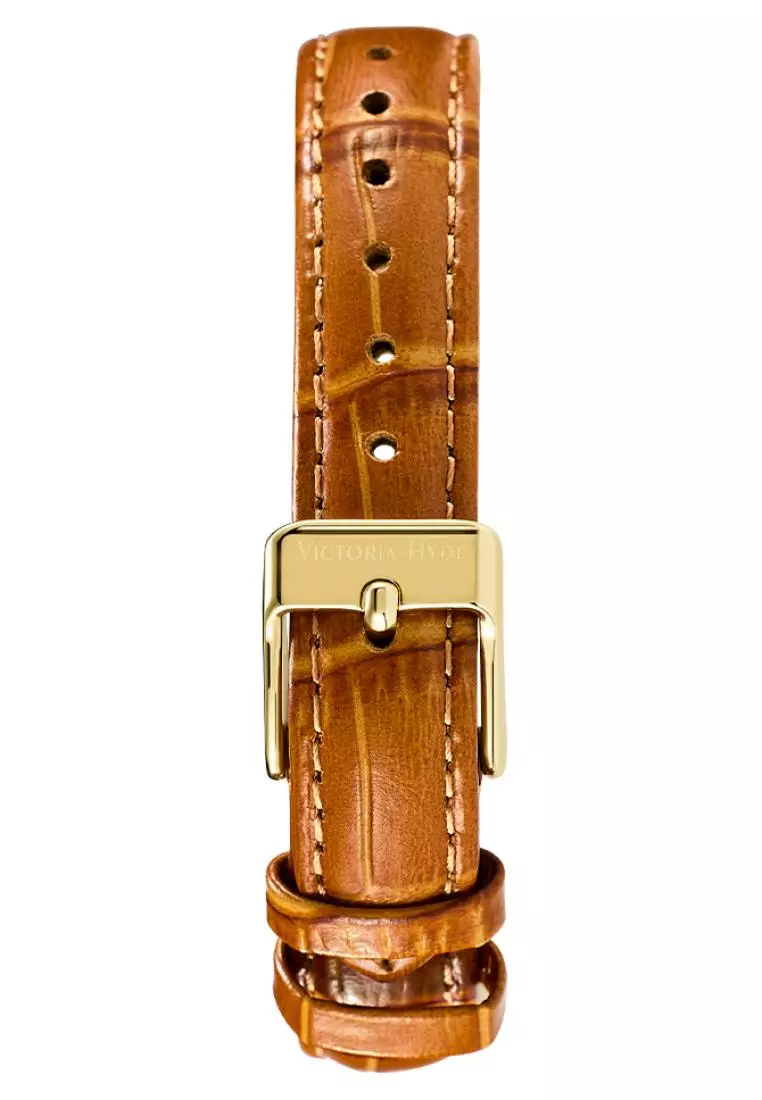 Retro 女士金色长方形手表22*29mm 簡約经典 真皮表帶 黑色指針 生活防水-金色 棕色