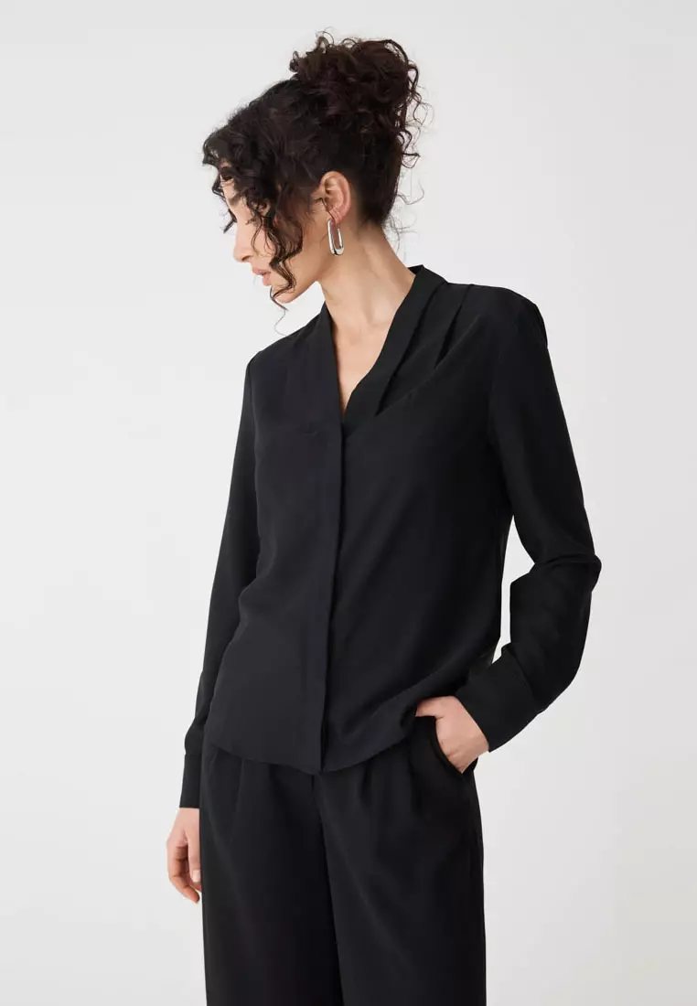 Claudia Pleat Neck Blouse