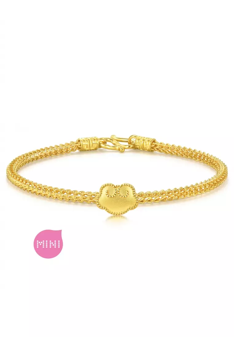 999 24K Solid Gold Ruyi Mini Charm Blessing 92438C (Bracelet not included)