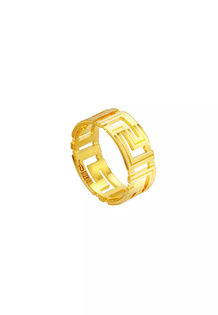 TOMEI Meander Style Ring, Yellow Gold 916