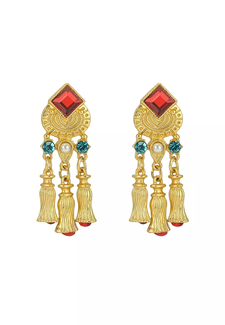 Red 2025 ethnic earrings