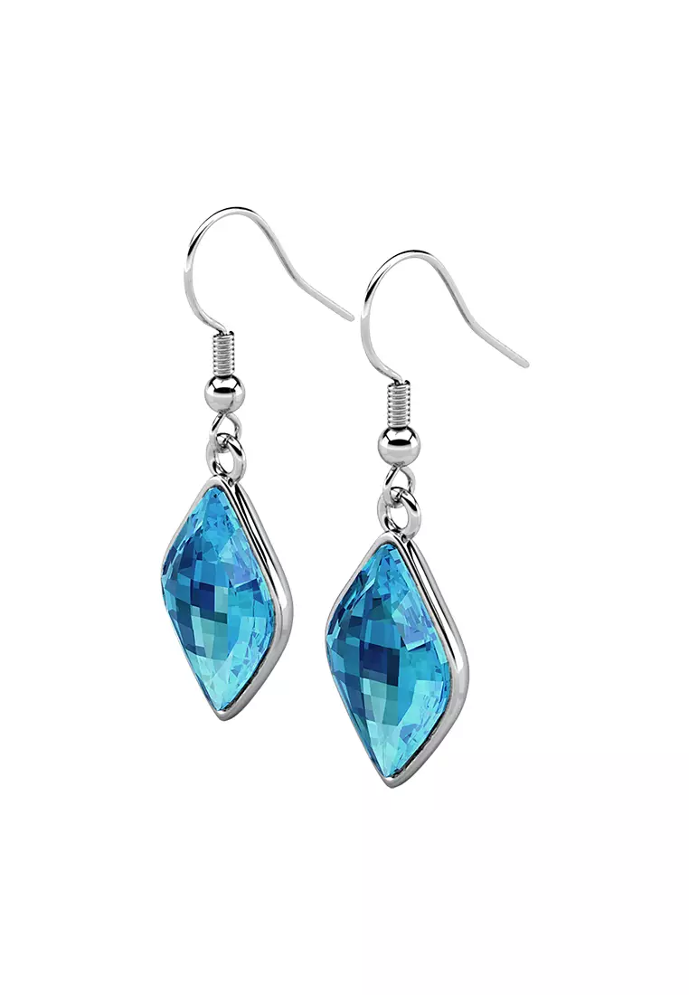 Princess Diamond Earring WG Aquamarine - Anting Crystal Luvea Collection by Her Jewellery