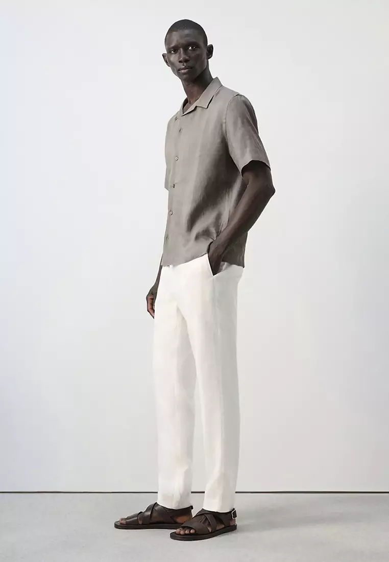 Slim-Fit 100% Linen Trousers