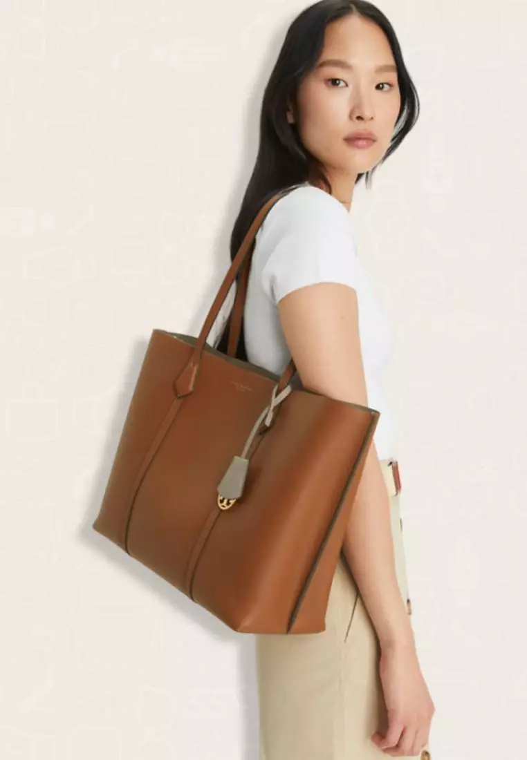 Tory Burch Perry Triple-Compartment Tote Bag Light Umber