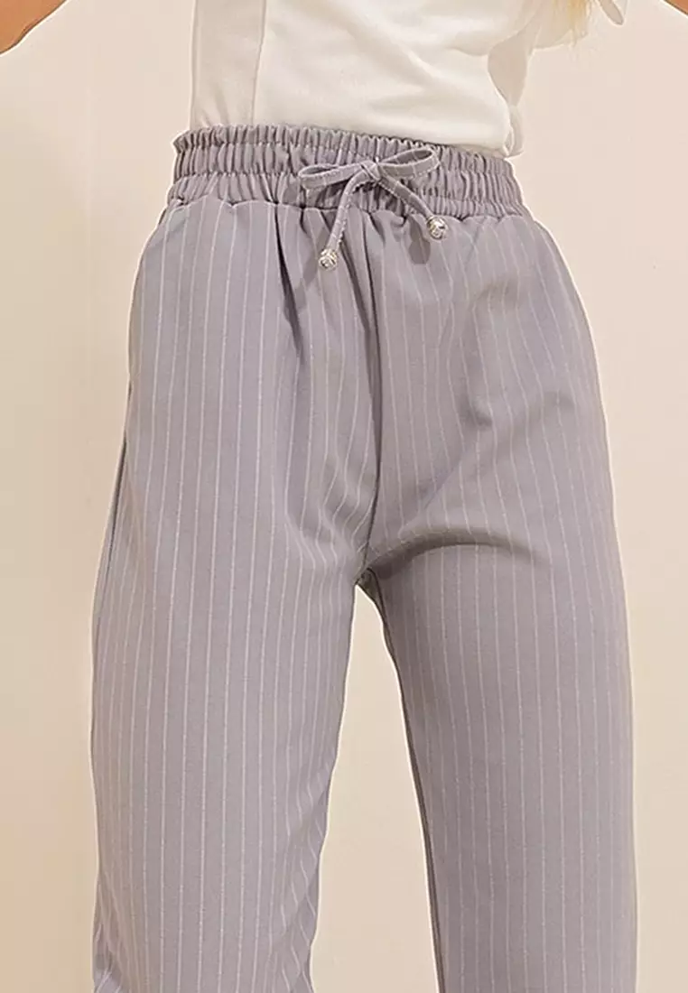Buy Alacati High Waist Stripe Trousers Online | ZALORA Malaysia