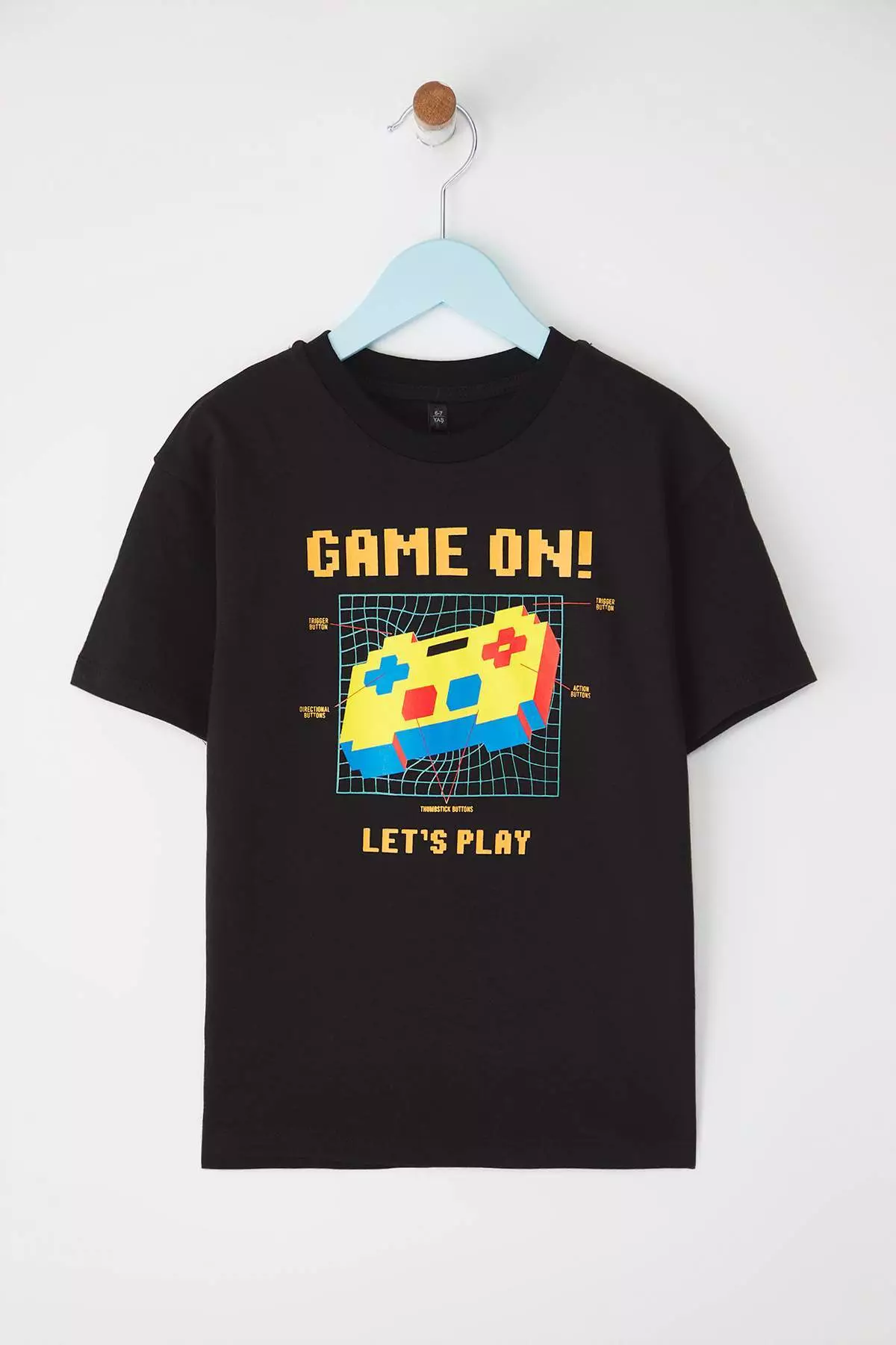 Black Boy's 100% Cotton Game Printed Short Sleeve Knitted T-Shirt Tkdss25Ts00116