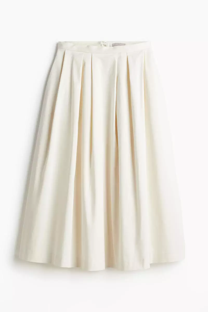 Pleated Denim Skirt · Cream · Smart Skirts Massimo Dutti, 60% OFF