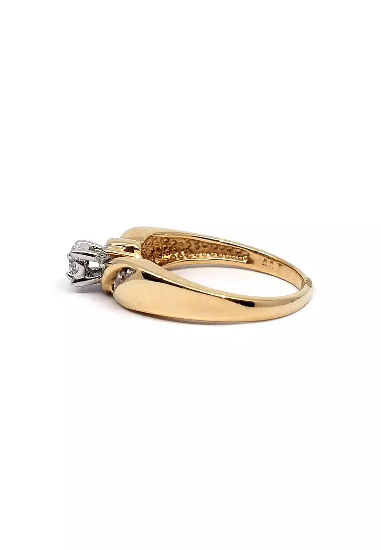 14K Italian Made Bicolor Gold Lady Ring with Diamonds
