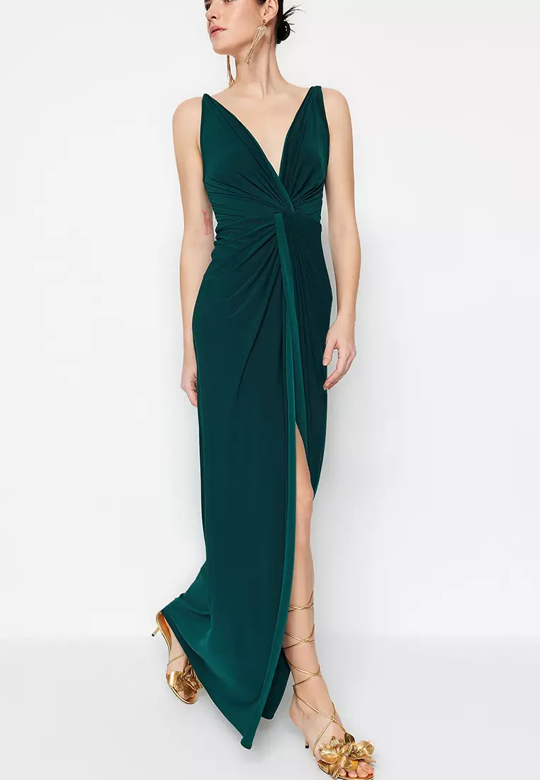 Draped Detail Evening Dress