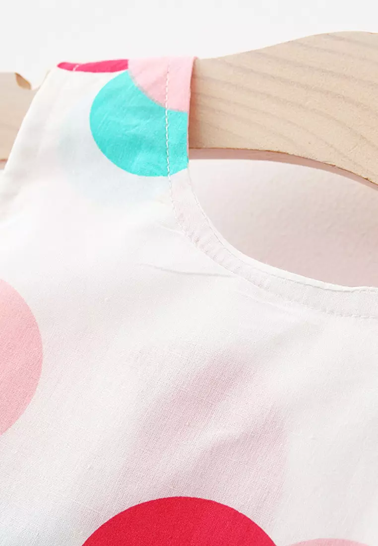 Wakakids Dress Bayi Anak Perempuan Set dengan Topi Motif Lucu Pita Full Printing Katun 4424 Venrz Little Polka Kuning