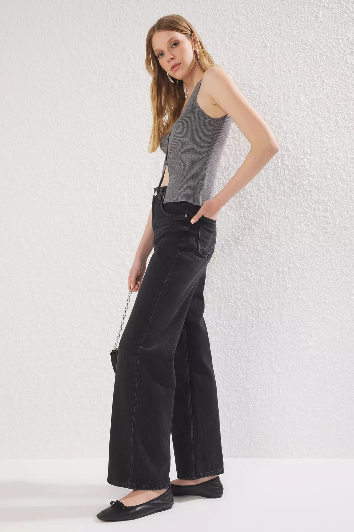 Black High Waist Wide Leg Jeans