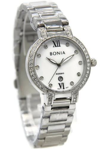 Bonia Rosso BNB10273-2313S Jam Tangan Wanita Stainless Steel Silver Plat Putih