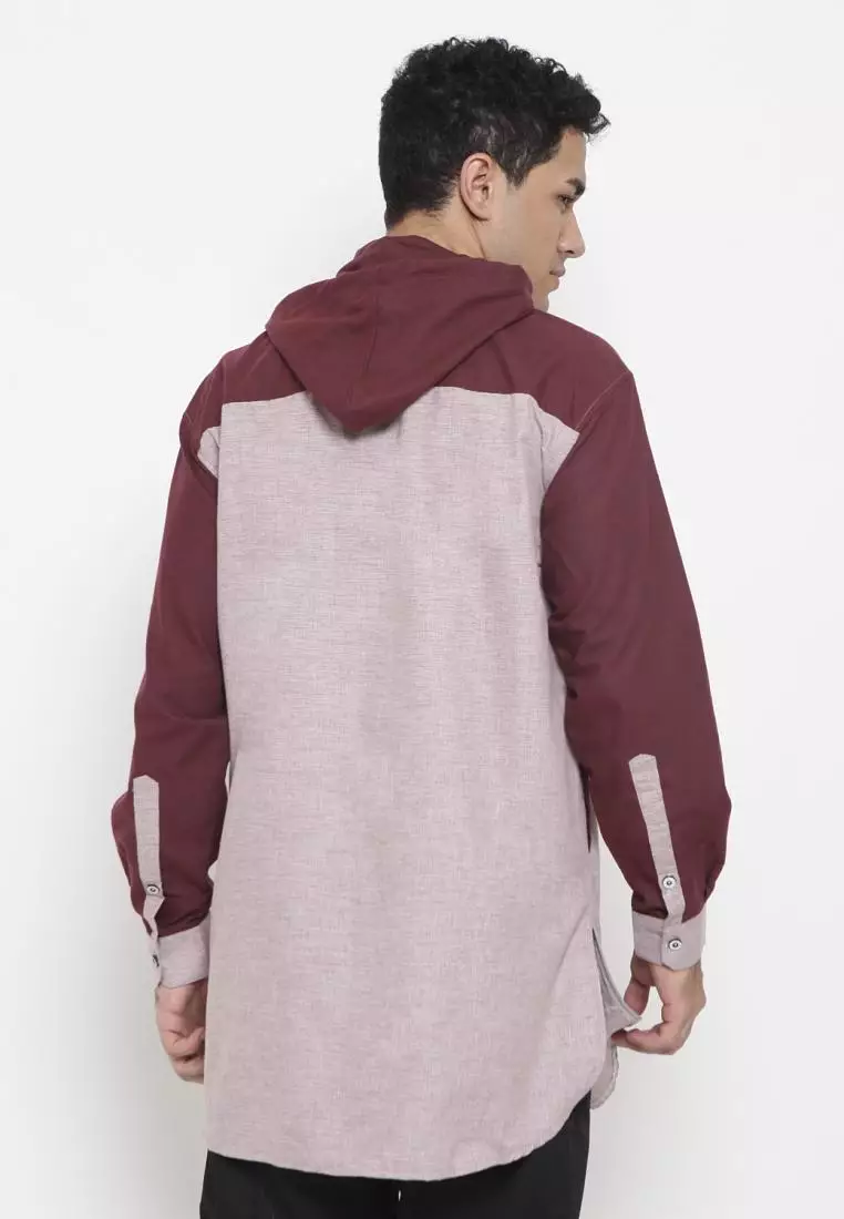 Zayidan Baju Koko Gamis Muslim Pria Zafri Hoodie - Pink Misty