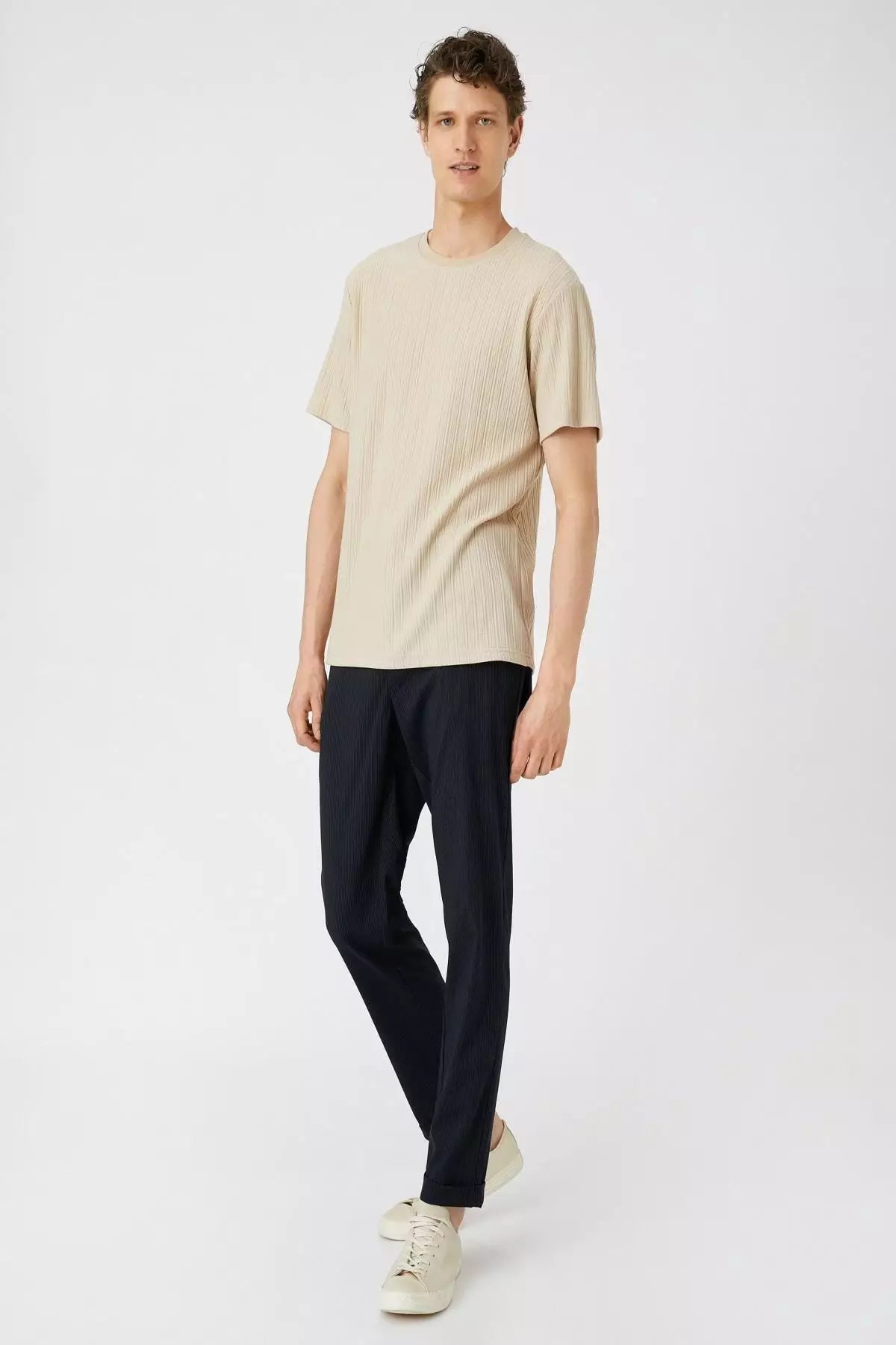 Lace Waist Striped Pants