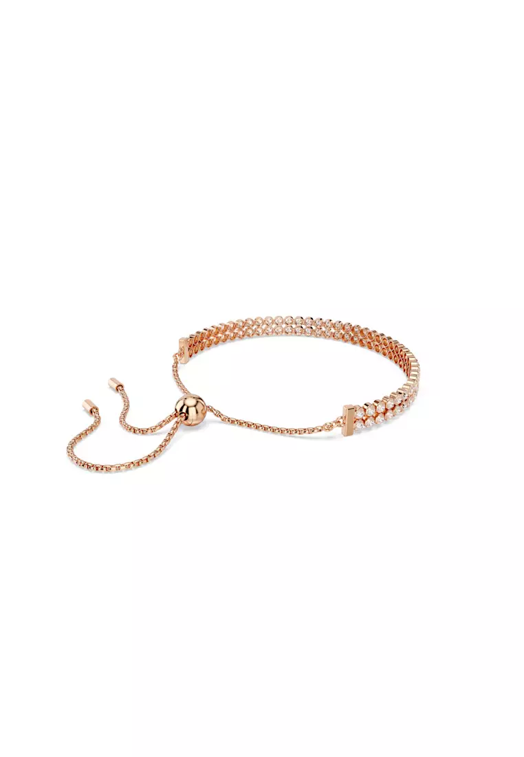 Matrix Tennis bracelet, Round cut, White, Rose gold-tone plated