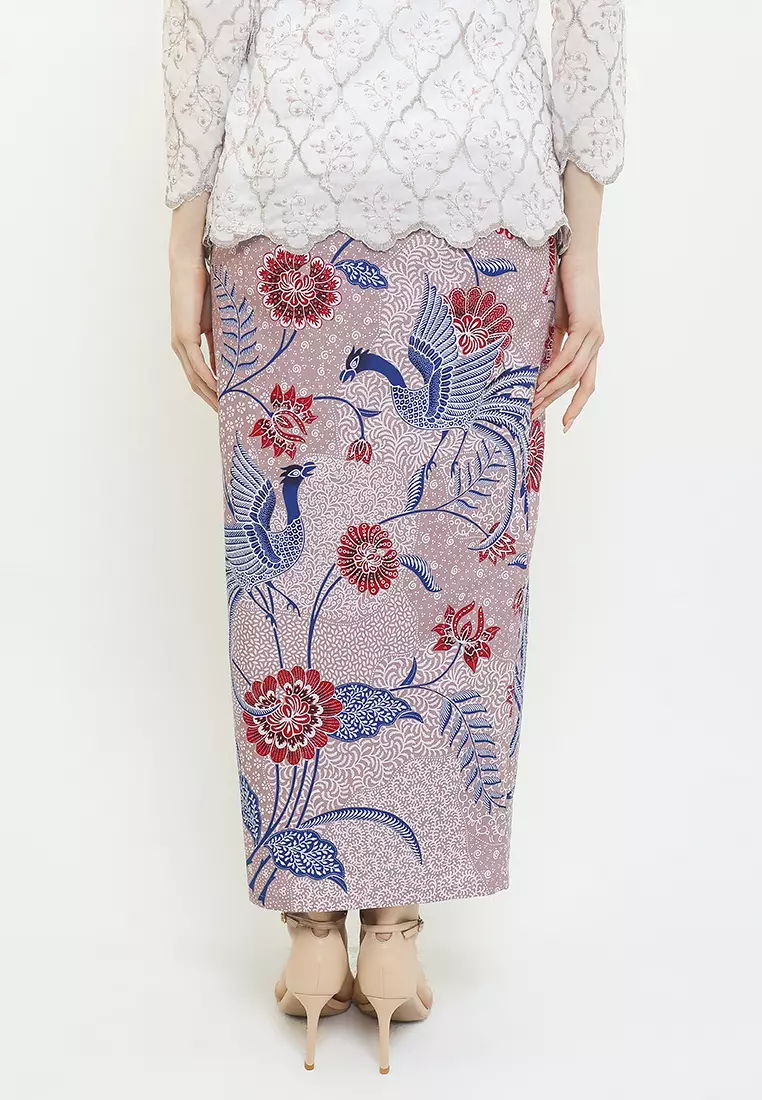 Rok Warp Skirt Span Bawahan Batik Wanita Asana Katun Bordir Pink