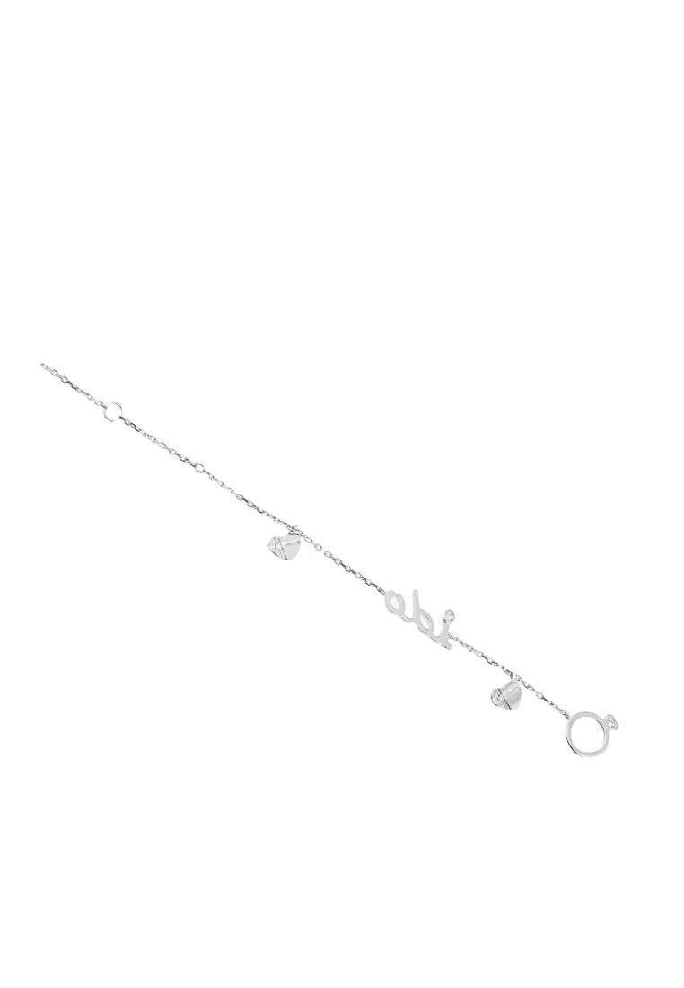 LITZ 18K 白金與玫瑰金鑽石手鍊 DB123