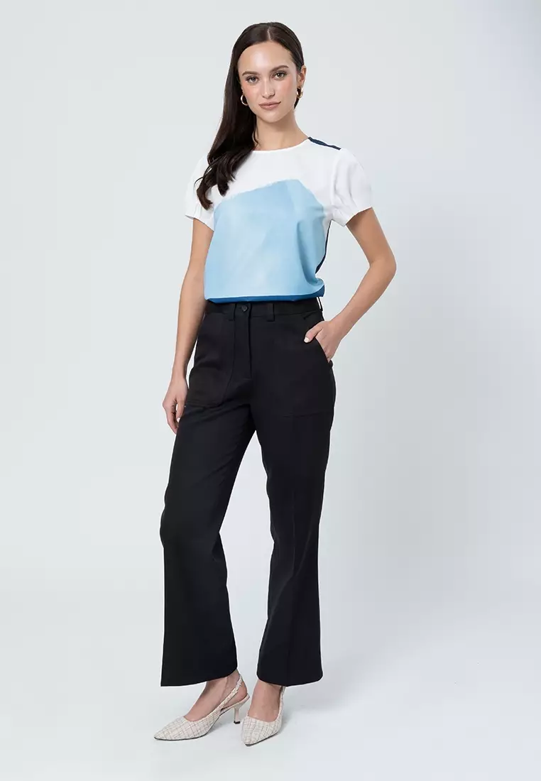 Paisley Embroidered Pocket Flap Detail Pants