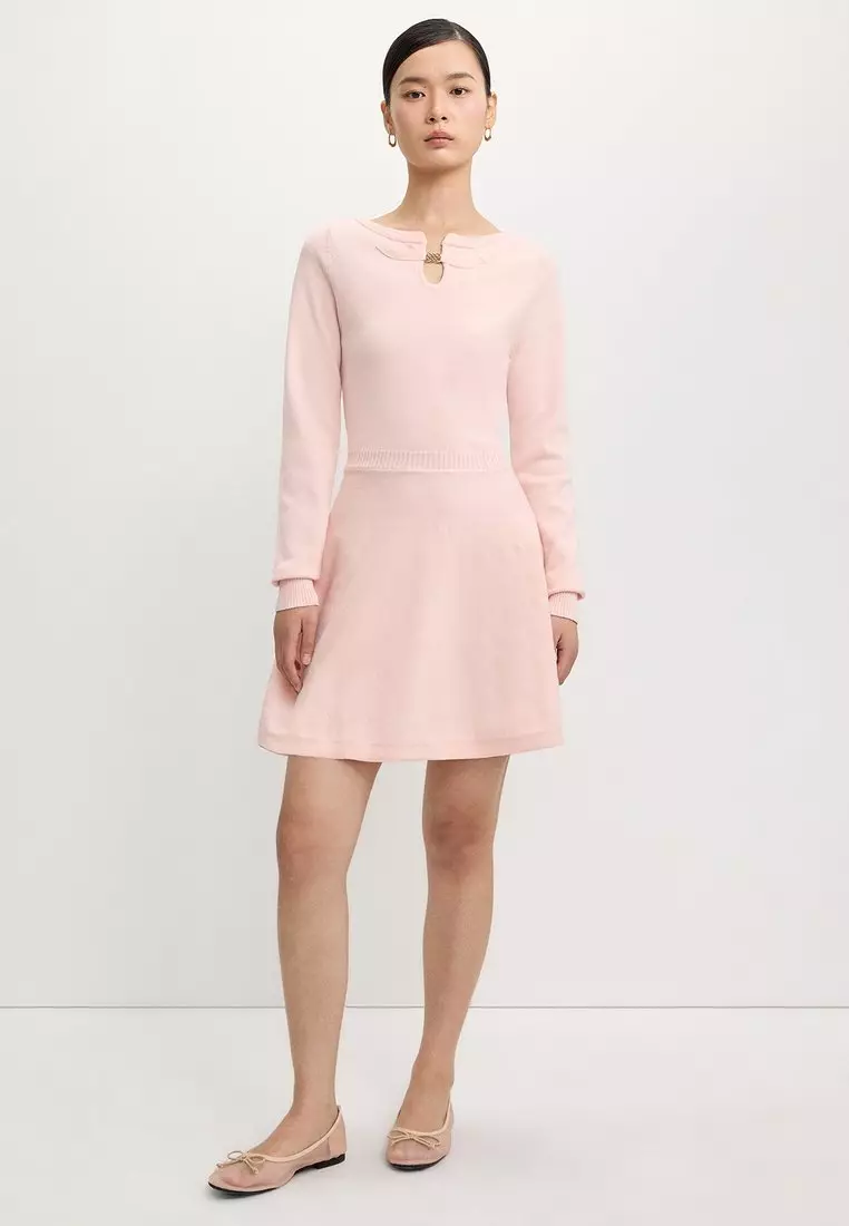Keyhole Knit Dress - Light Pink