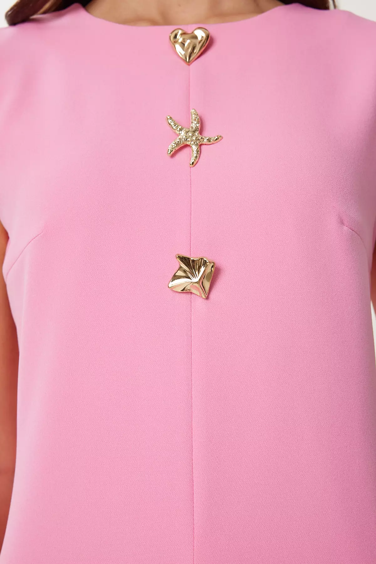 Women's Pink Gold Accessory Mini Woven Dress Rg00075