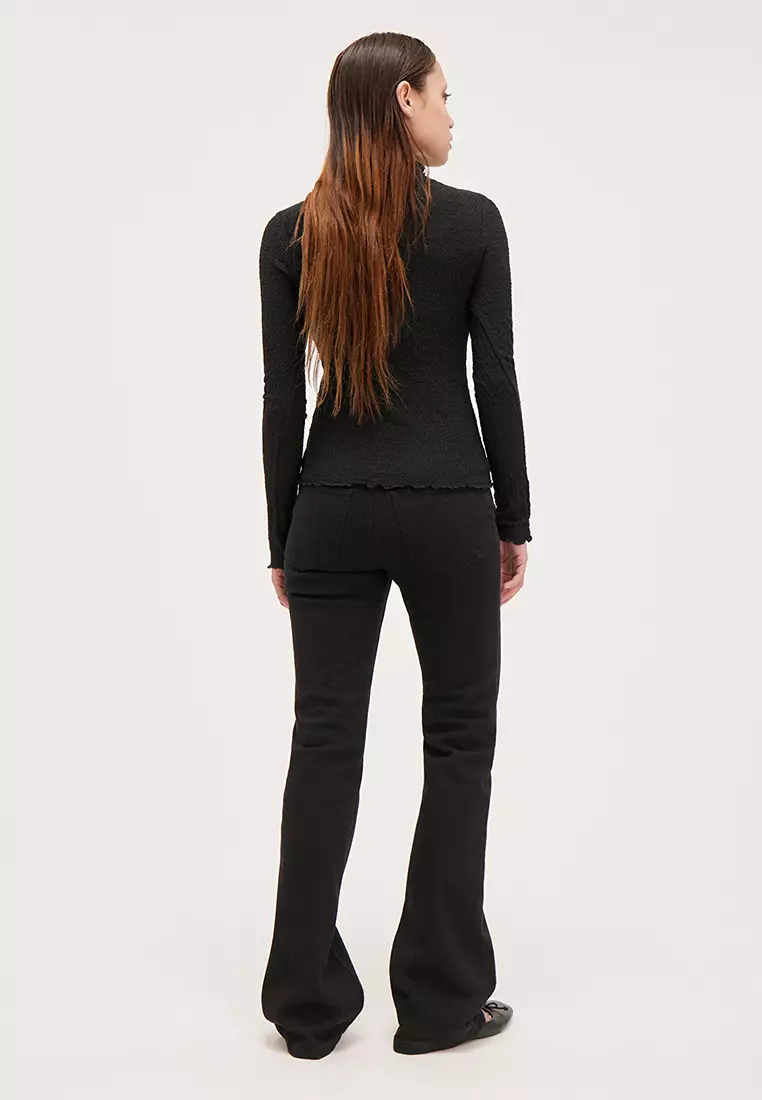 Buy Monki Long Sleeved Lettuce Hem Top 2024 Online ZALORA Philippines