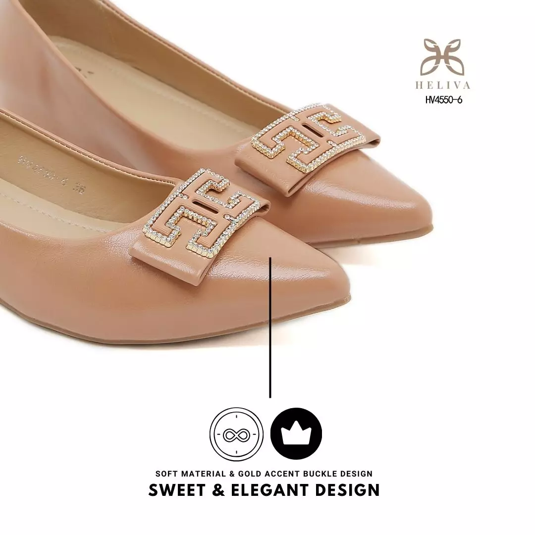 Heliva Miretta Pointed Toe Flats with Luxe Rhinestone Bow & Polished Silhouette HV4550-6