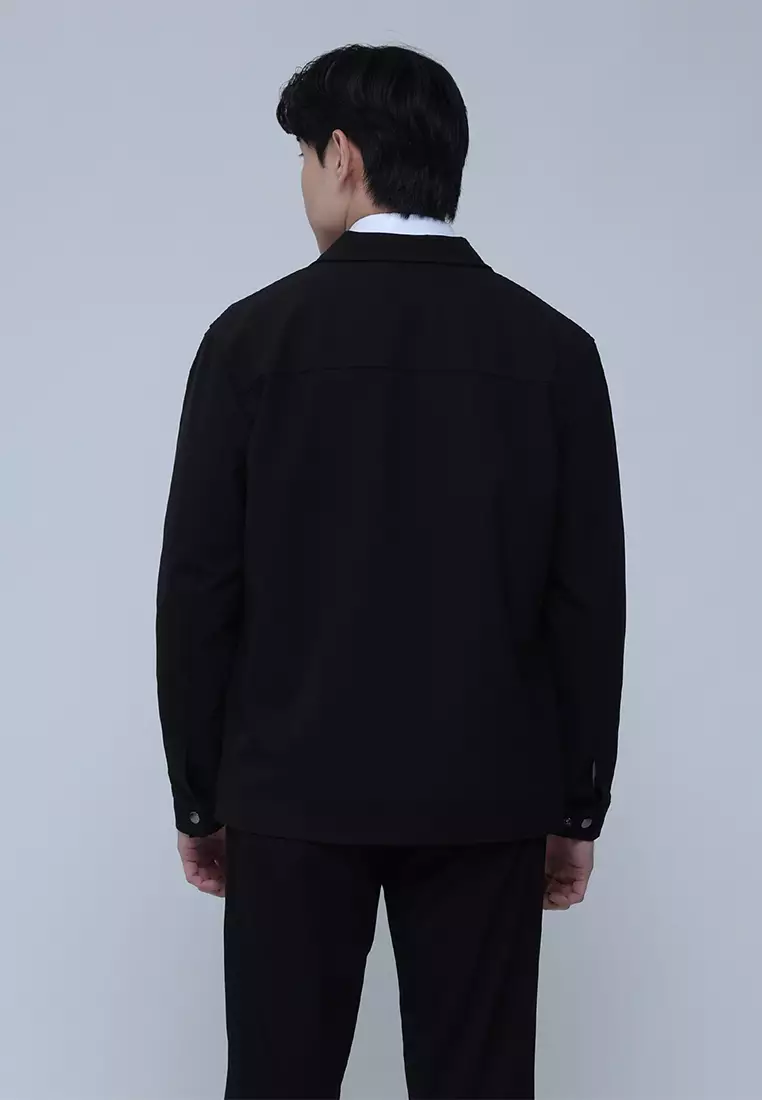 Solid Basic Nylon Collar Jacket