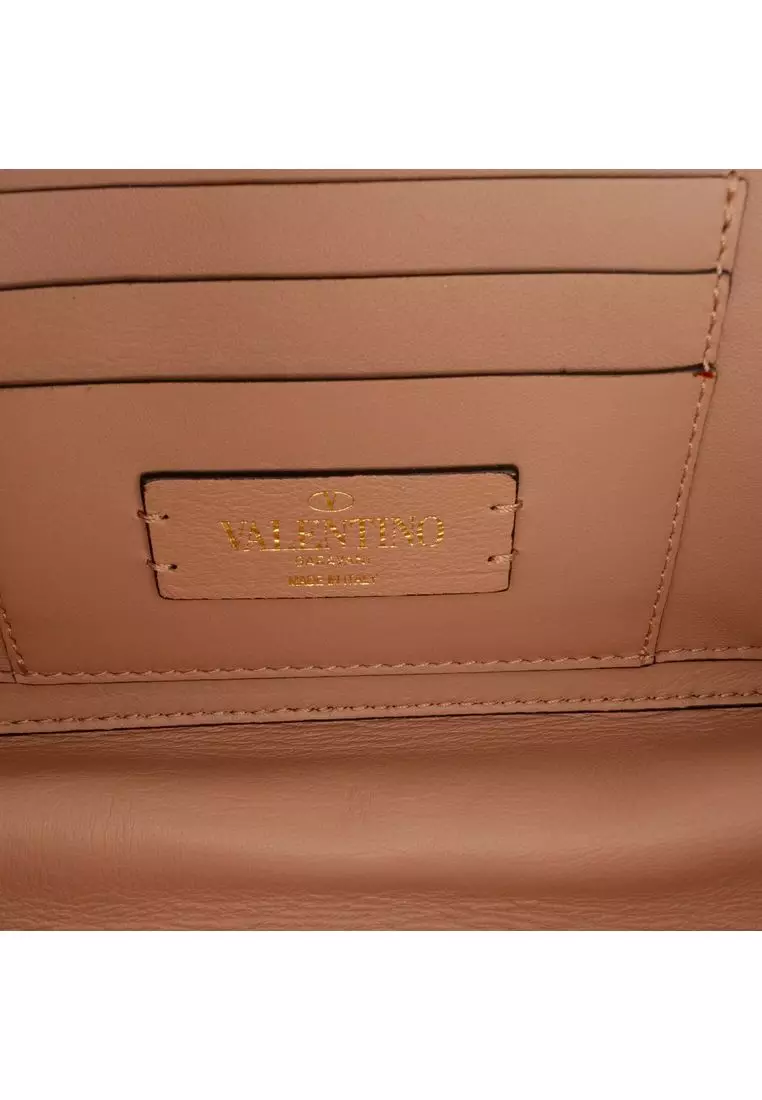 Pre-Loved Valentino Calfskin Roman Stud Box Clutch On Strap