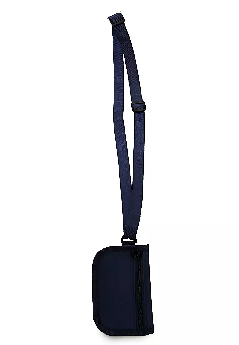 Kyven Dompet Canvas Slempang Motif Polos Zip Fastening Wanita - Navy