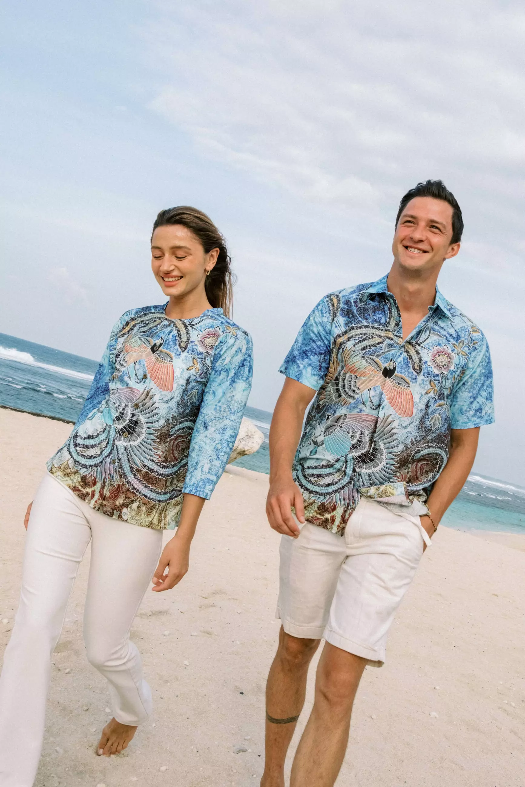 Naraya Blue Kemeja Pria  Pendek Slim Fit Digital Print