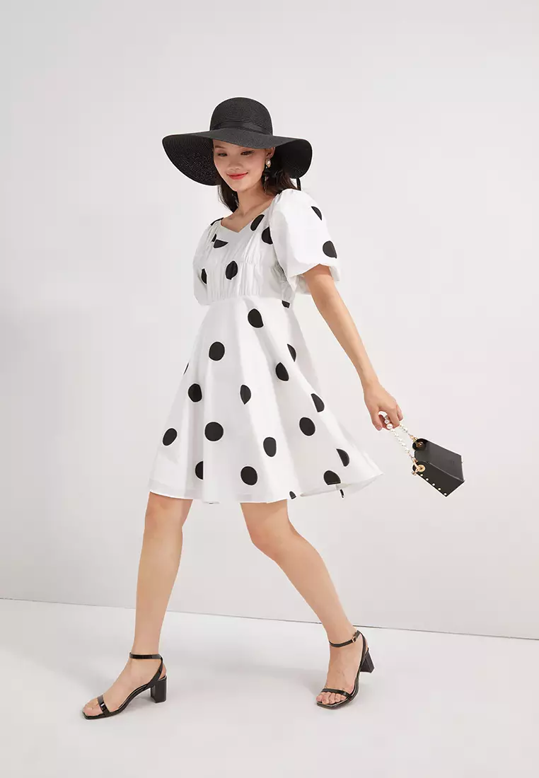 Square Neck Polka Dot Mini Dress